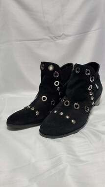 Sam Edelman Paola Studded Grommet Black Suede Ankle Boots Size 7.5